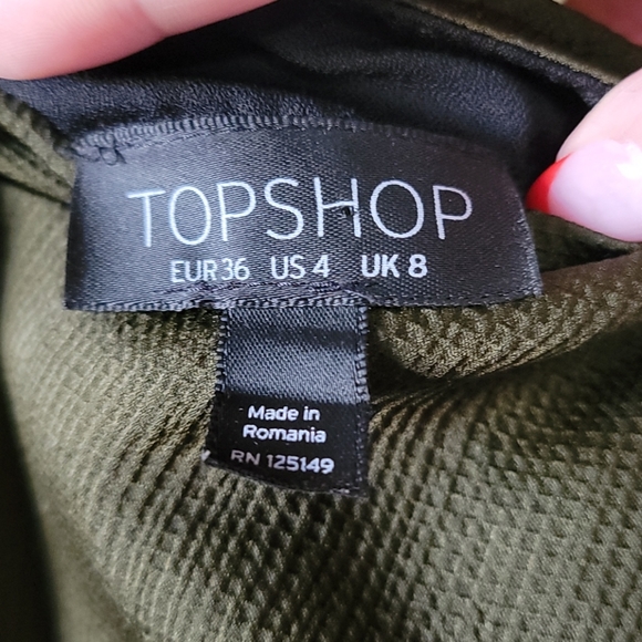 Topshop Strappy V neck Olive Midi Dress Size 4 - Picture 7 of 9